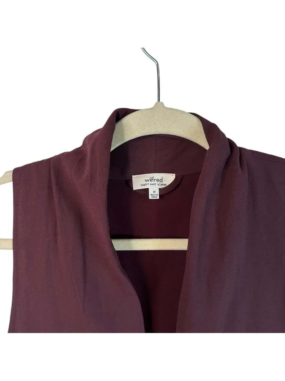 Aritzia Monge Dress Burgundy Sleeveless V Neck Silk Trim Midi Cocktail Party Med